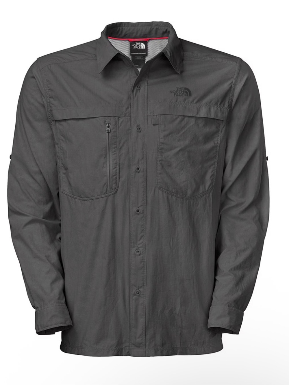 The North Face Men's Gray Cool Horizon Woven Lightweight Nylon Button-Up Shirt